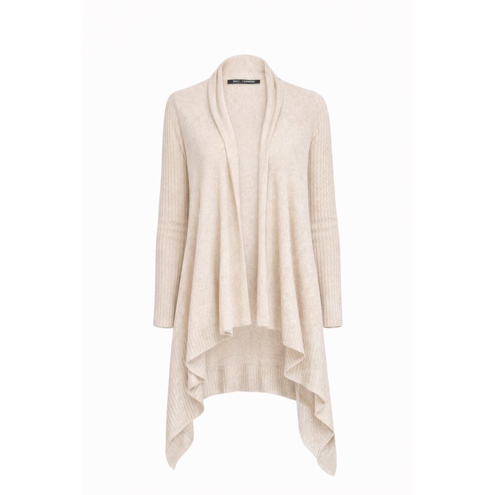 Skull Cashmere Oatmeal Cashmere Duster Cardigan Quiet Luxury Soft Capsule Layer